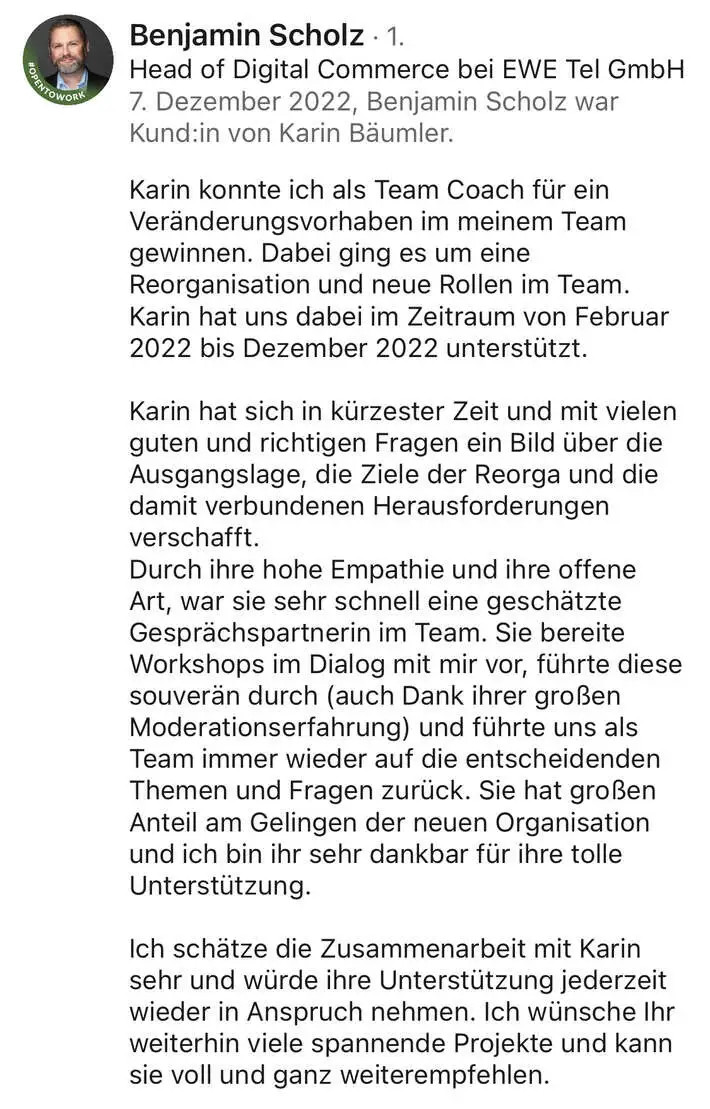 Referenz eines Kunden am 7.12.22